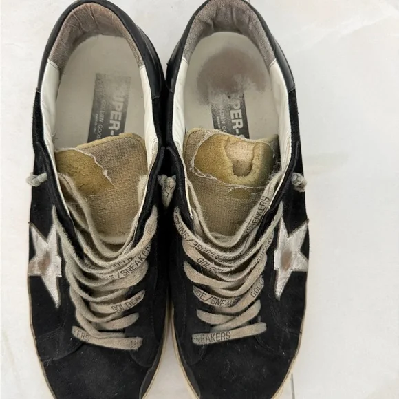 Golden Goose Super-Star Black Suede Sneakers with Silver Star PRICED TO SELL - Picture 6 of 11